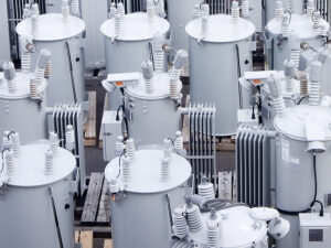 Oil transformers overhead view